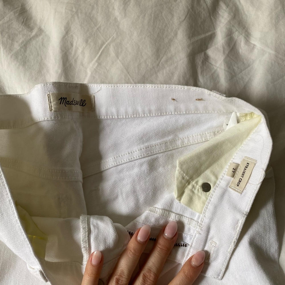 Madewell straight crop white jeans